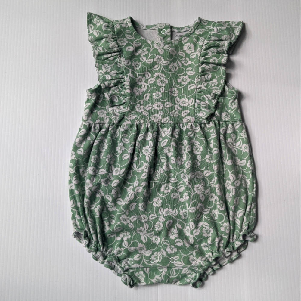 Janie and Jack Green Floral Onesie Sz. 18 months